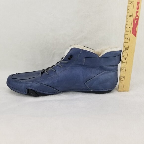 ✅LDECK Blue Leather High Top Faux Fur Lined Shoes Men's Size 12 Driving Sneakers - Picture 10 of 10